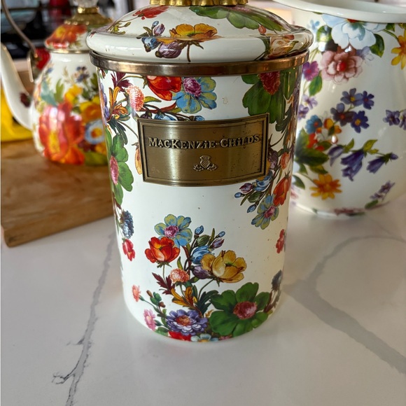 MacKenzie-Childs Other - MacKenzie-Childs Multicolor Floral Canister with Gold Trim